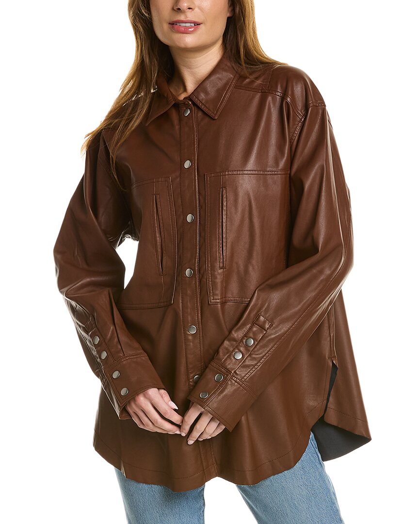 Free People Easy Rider Faux Leather Shirt In Brown