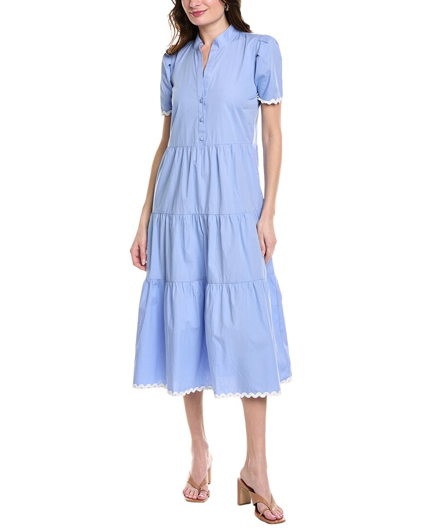 Sail To Sable Tiered Midi Dress In Blue