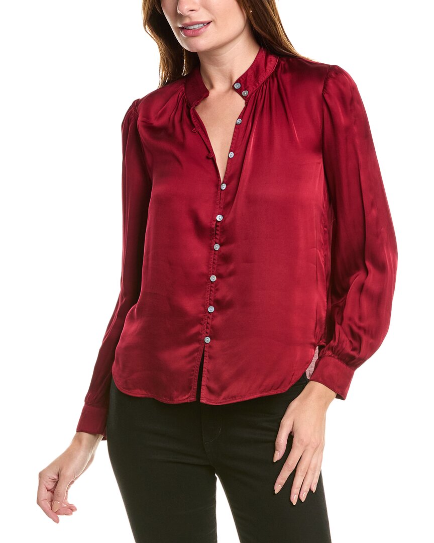 BELLA DAHL BELLA DAHL SHIRRED BUTTON UP BLOUSE