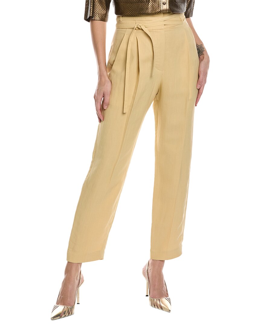 Shop Brunello Cucinelli Linen-blend Pant In Yellow