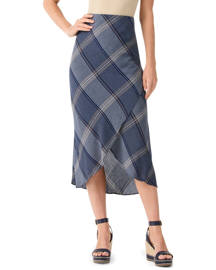 Nic + Zoe Nic+zoe Line It Up Plaid Tulip Hem Midi Skirt In Blue