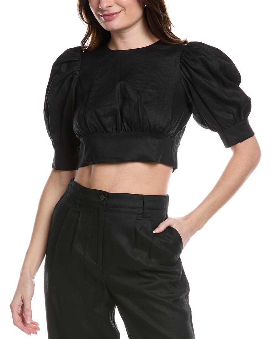 Solid & Striped Tie Back Blouse In Black