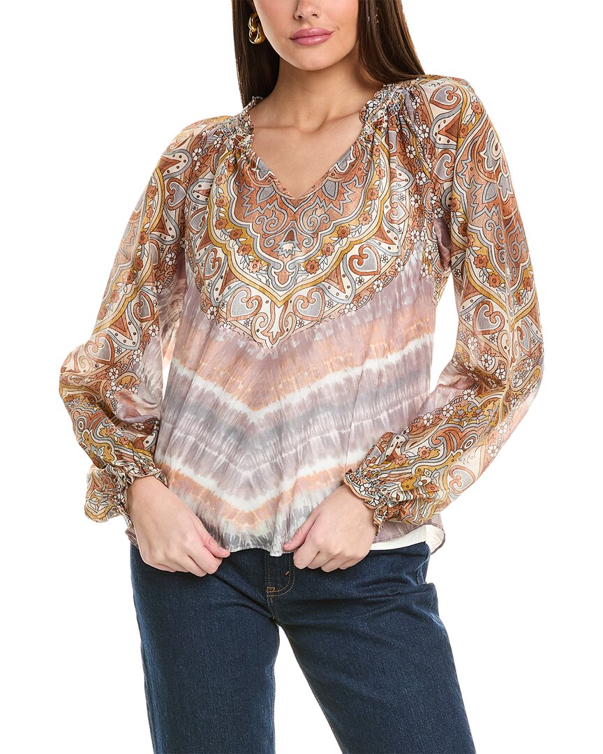Hale Bob Graphic-print Embroidered-detail Blouse