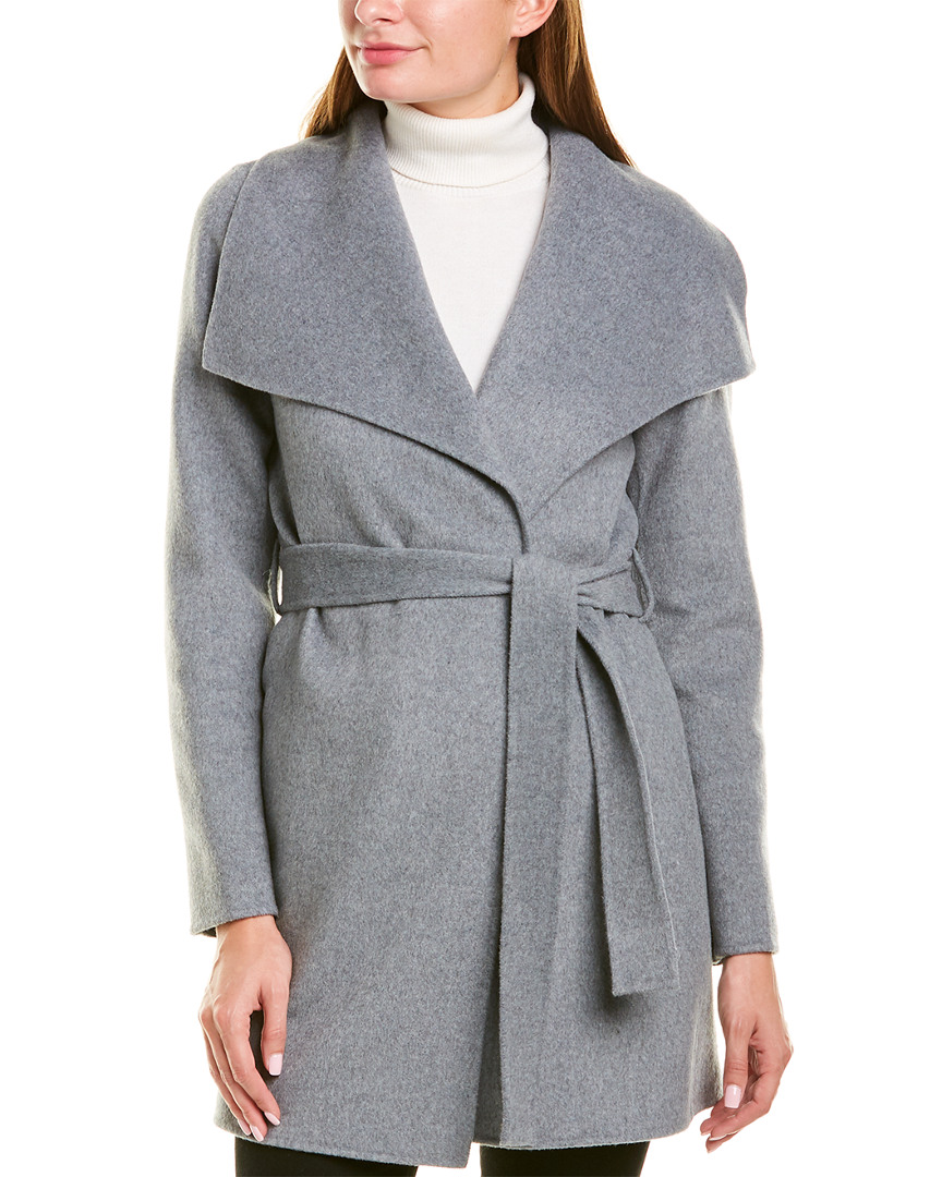 Tahari Ella Wool-Blend Wrap Coat Women's S | eBay