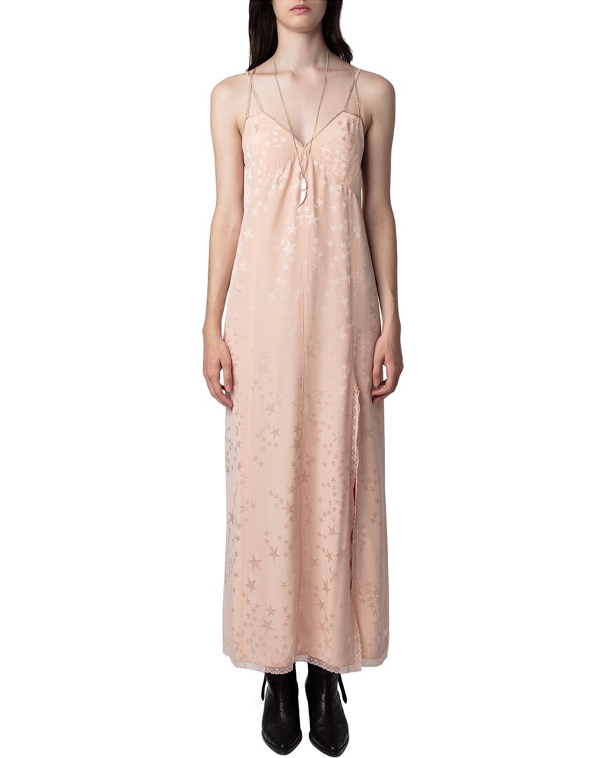 Zadig & Voltaire Rohal Star-jacquard Silk Dress In Rosa