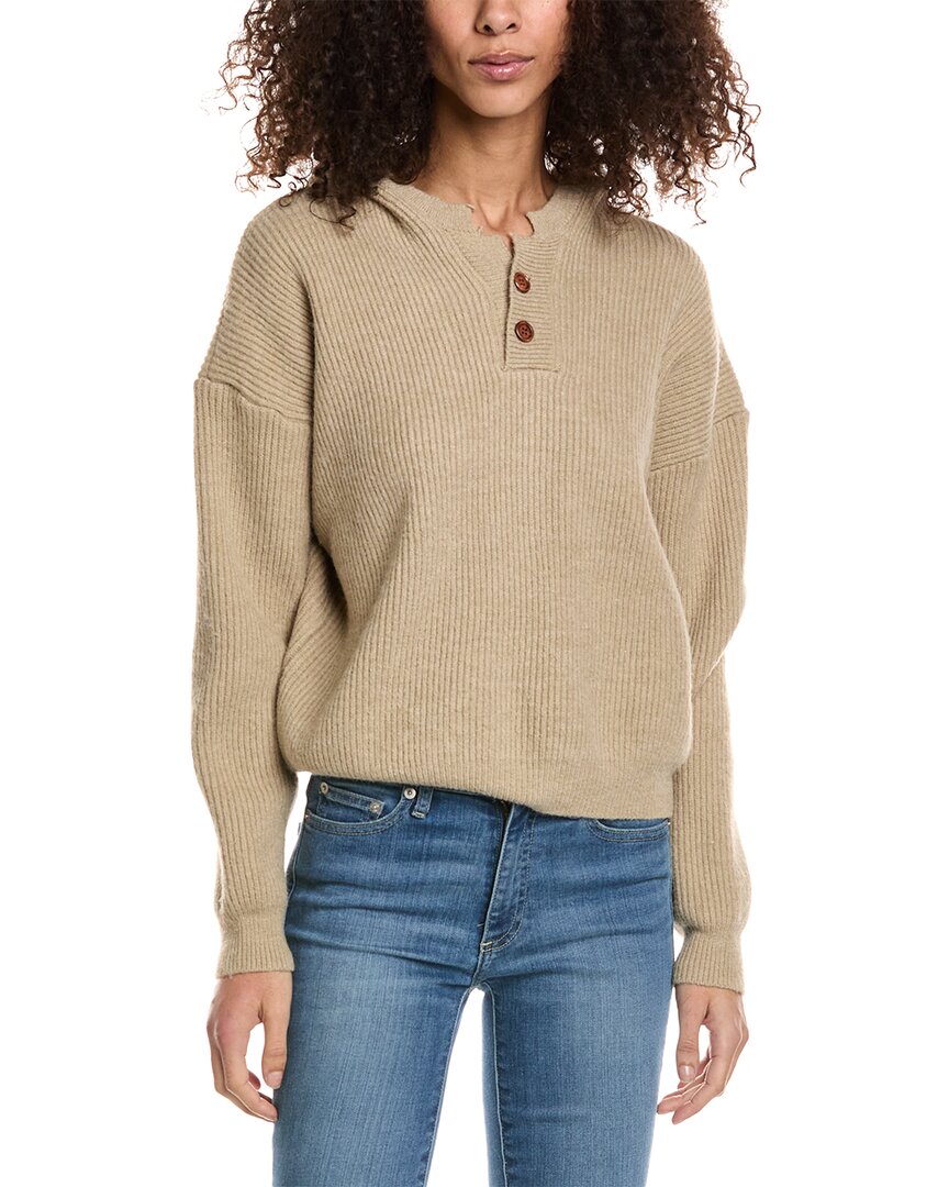 Shop Seraphina Hooded Wool-blend Sweater In Beige