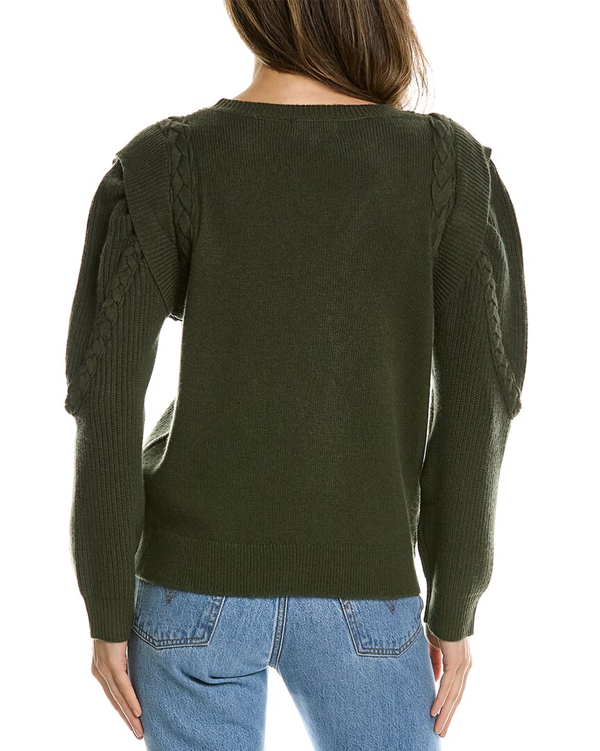 Shop Lea & Viola Braided Wool & Cashmere-blend Sweater In Green