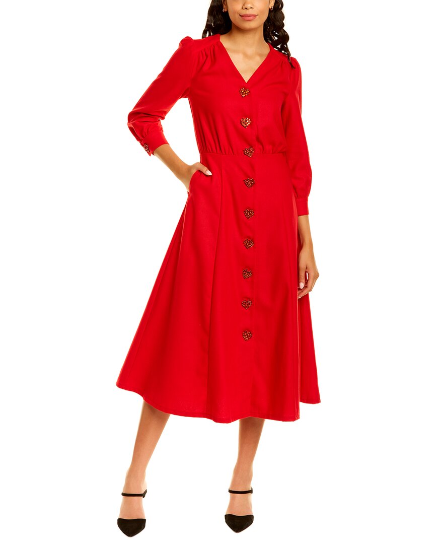 Shop Olivia Rubin Mia Button-down Midi Dress In Red