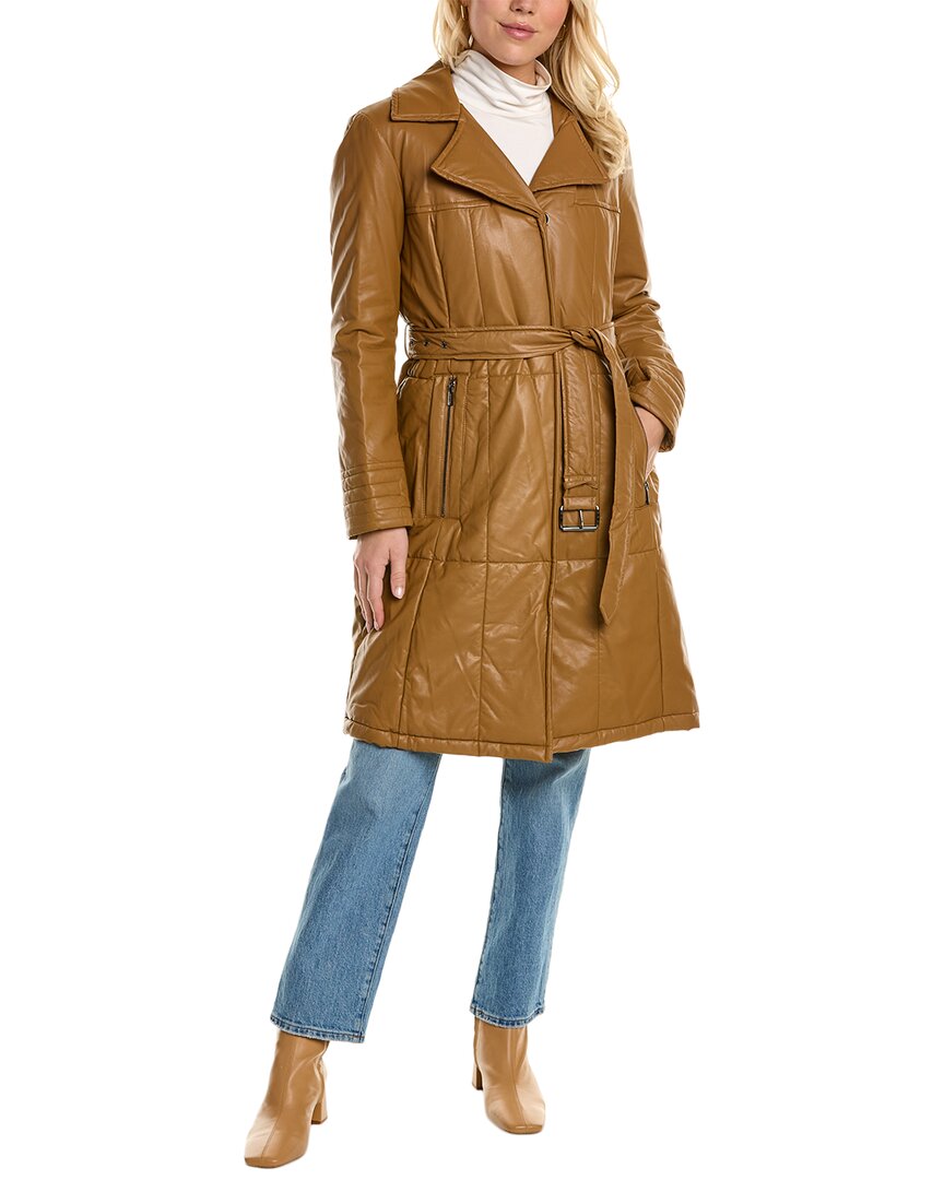 Shop Kenneth Cole Belted Trench Coat In Brown