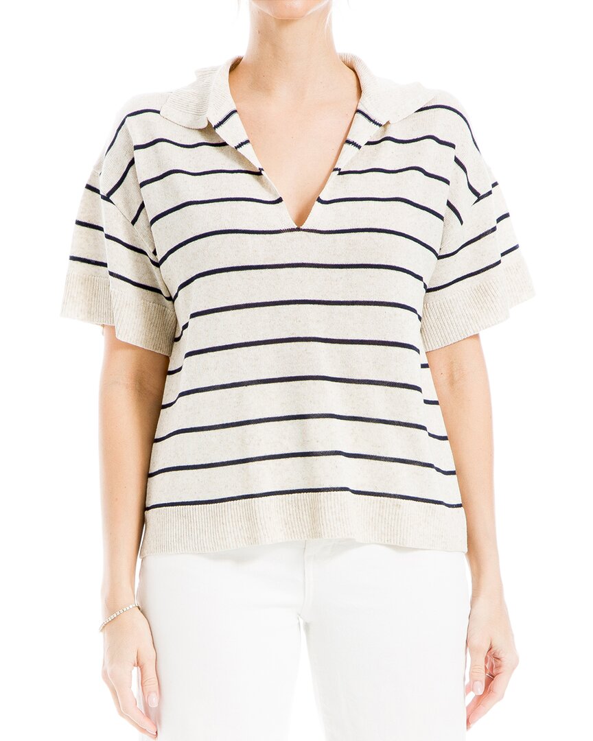Max Studio Collared Linen-blend Top