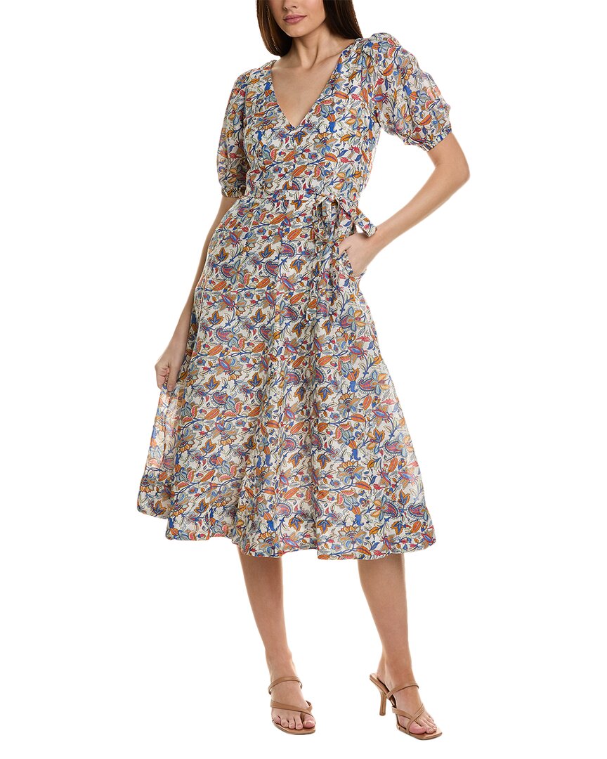 Shop Boden Full Skirt Paneled Linen-blend Midi Dress