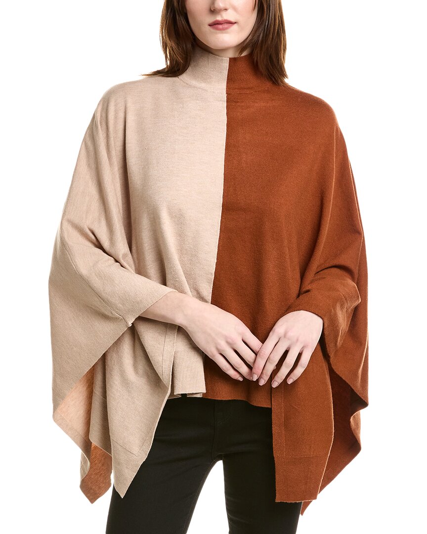 Love Token Colorblock Poncho Sweater In Brown