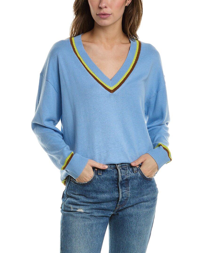 Shop Chinti & Parker Stitch Detail Cashmere-blend Sweater In Blue