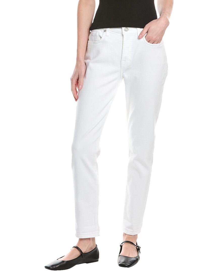 7 For All Mankind Kimmie White Form Fitted Straight Leg Jean In White