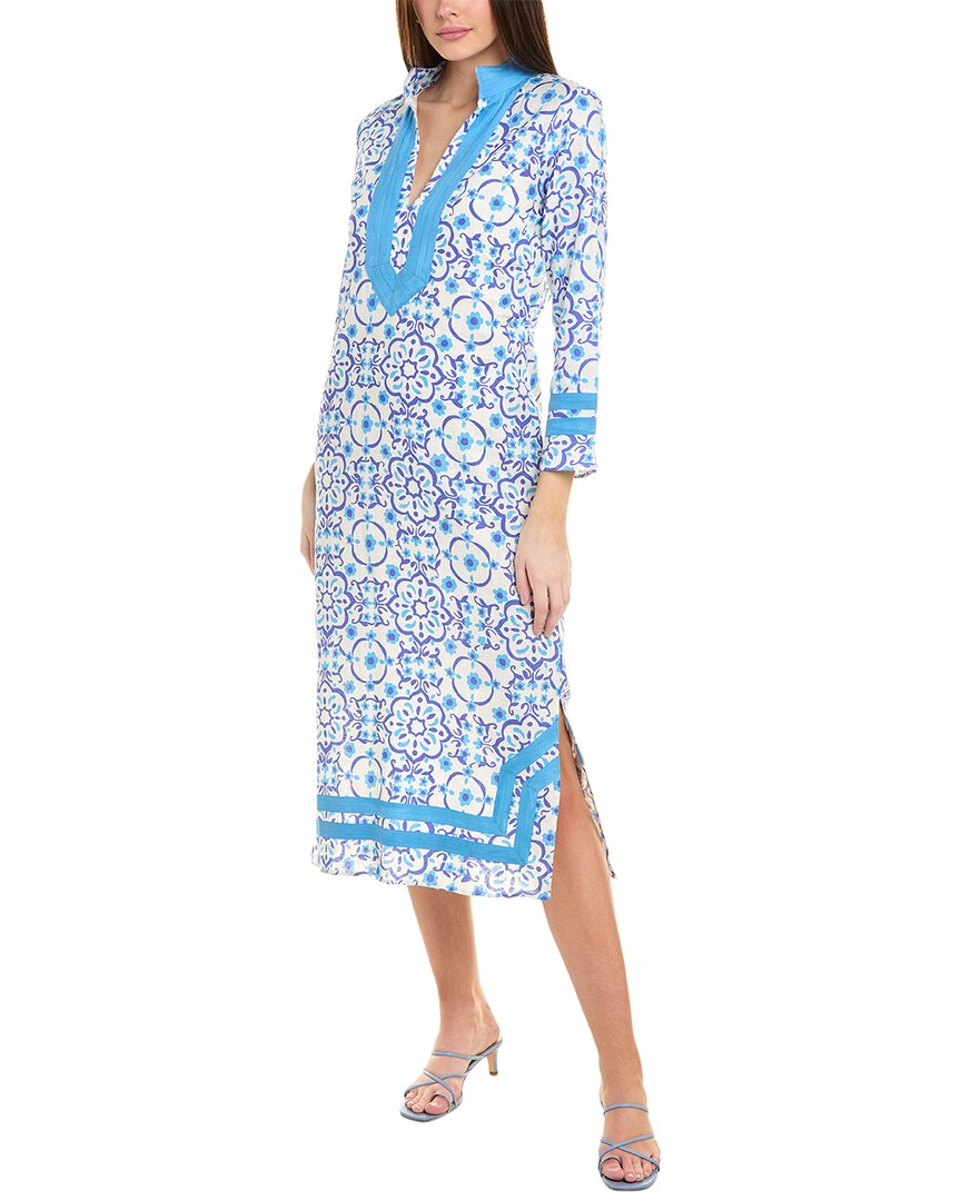 Shop Sail To Sable Classic Linen-blend Maxi Tunic In Blue
