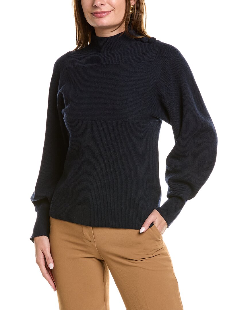 Shop Rebecca Taylor Rib Mock Neck Wool & Cashmere-blend Sweater