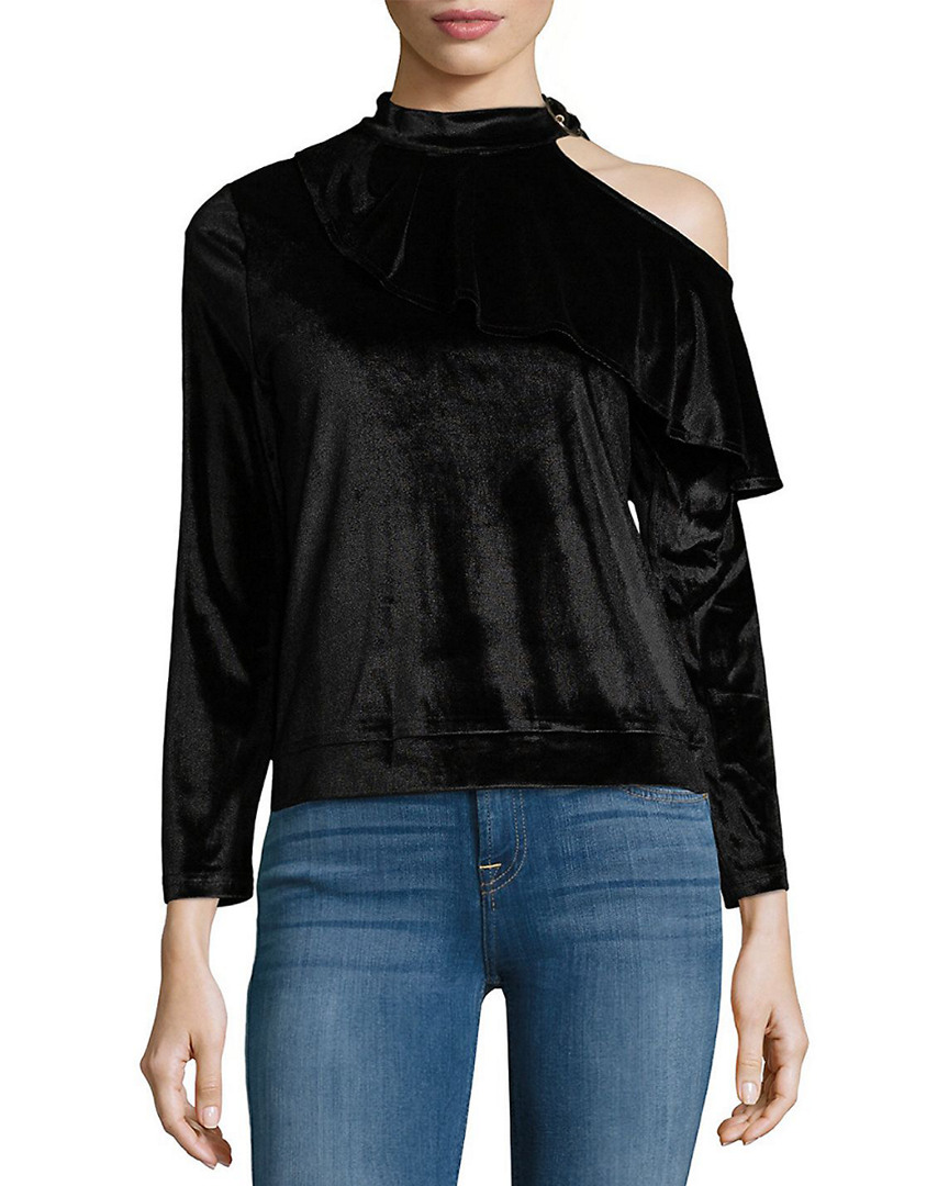Image of FEW MODA Velvet Cold-Shoulder Top