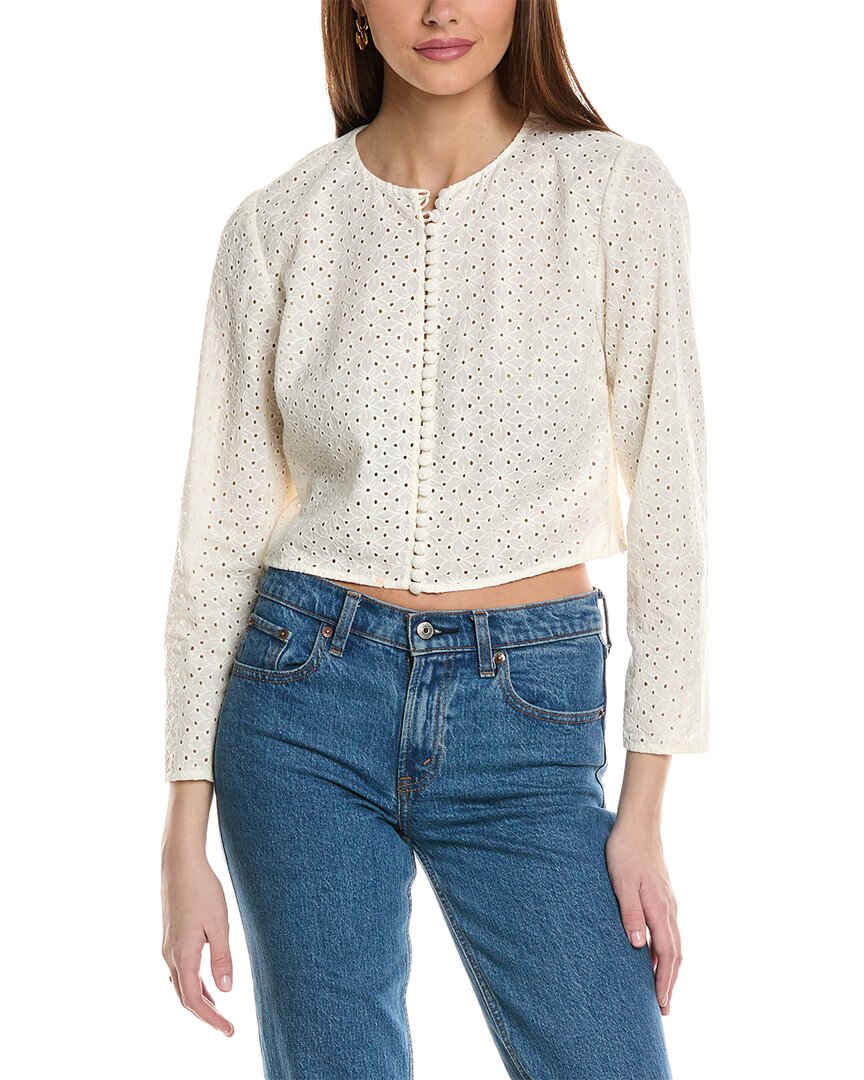 Frame The Chenille Open Stitch Cardigan In White