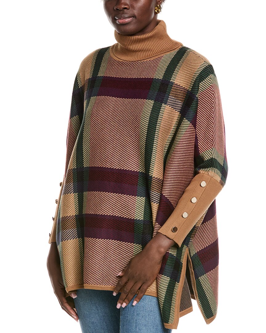 Jones New York Turtleneck Poncho Sweater In Multi