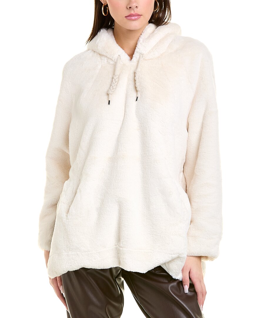 Adrienne Landau Plush Hoodie In White