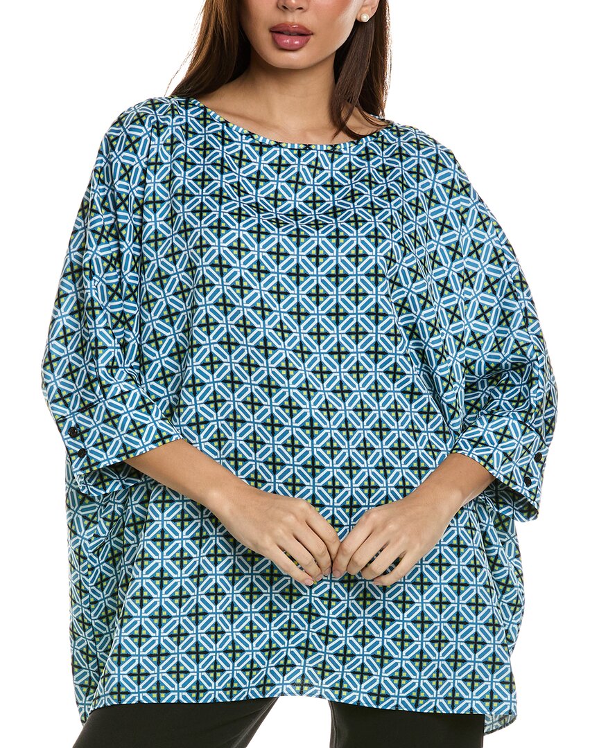 St John Draped Blouse In Blue
