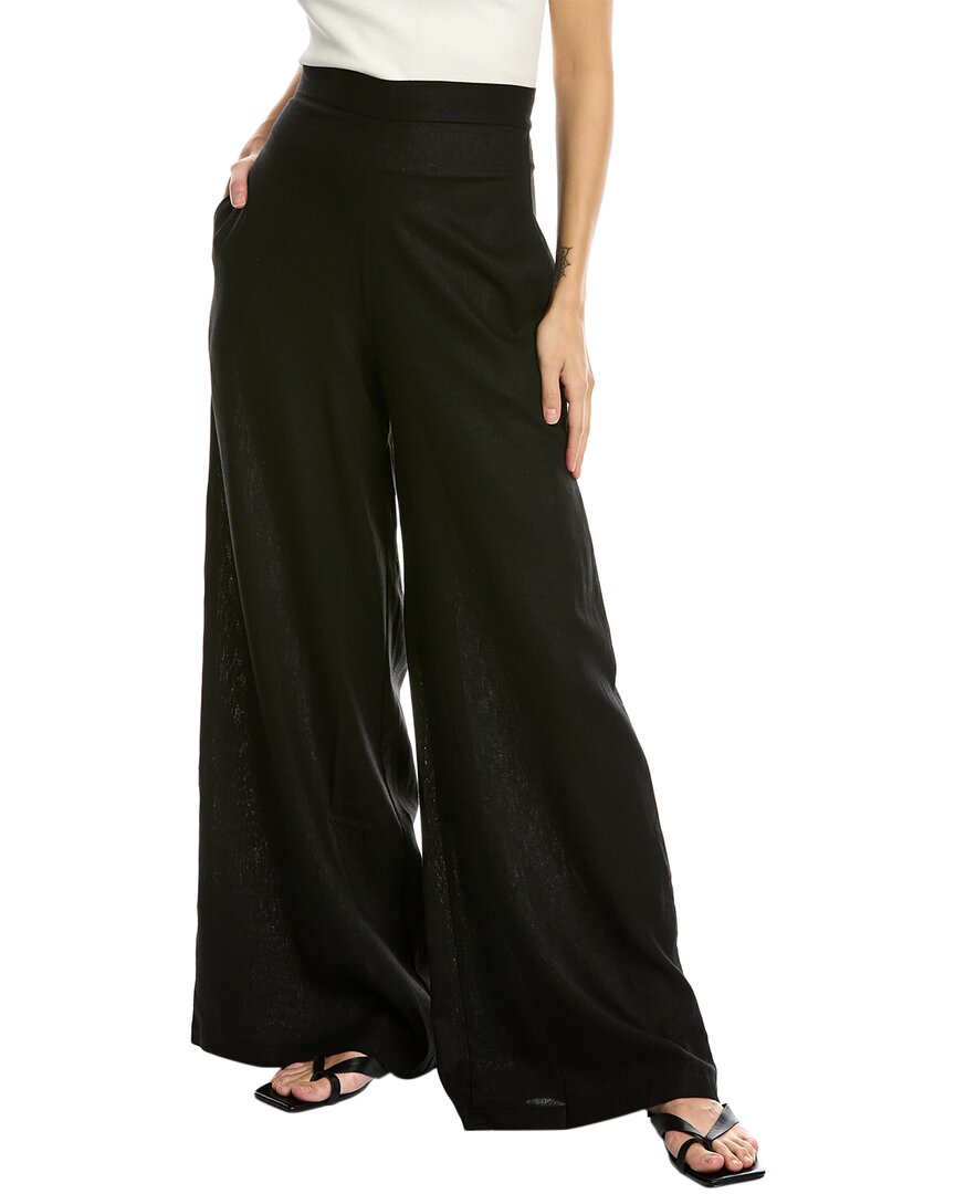 Just Bee Queen Alexa Linen-blend Pant In Black | ModeSens