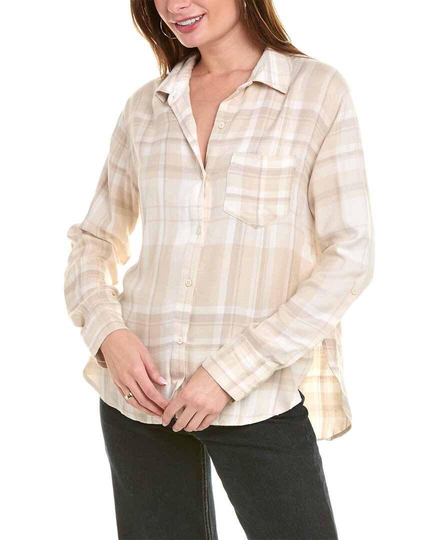 Shop Splendid Ava Plaid Button-down Shirt In Brown