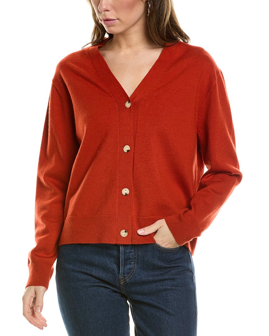 Vince Wool Cashmere Button-front Cardigan In Red
