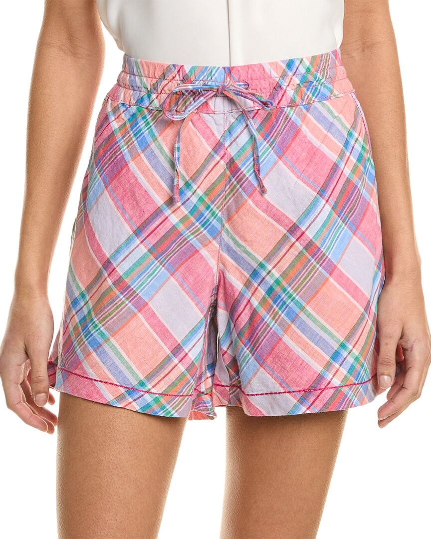 Shop Tommy Bahama Madras Plaid High-rise Easy Linen Short In Pink
