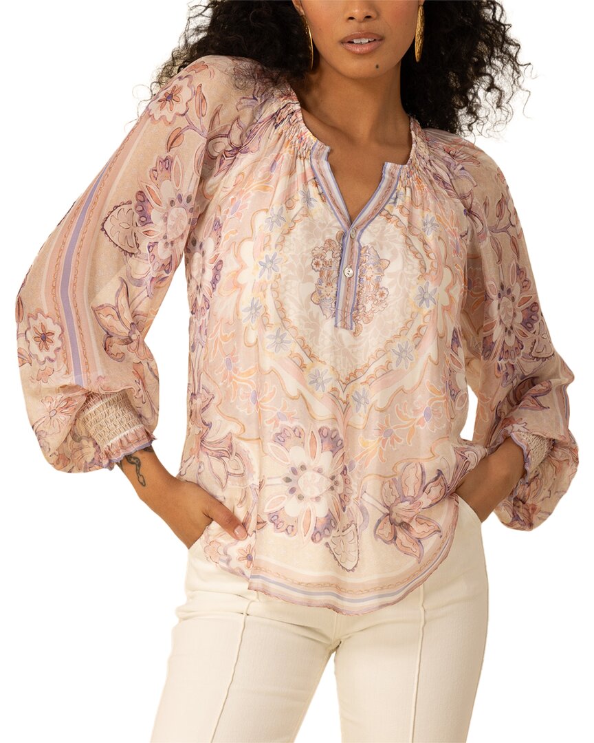Hale Bob Michaela Silk-blend Blouse In Pink