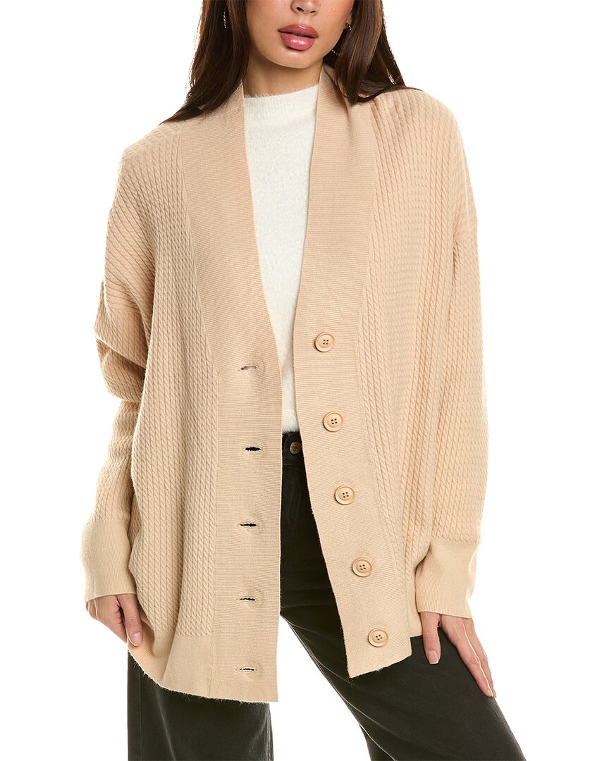 Weworewhat Oversize Cable Knit Cardigan In Beige