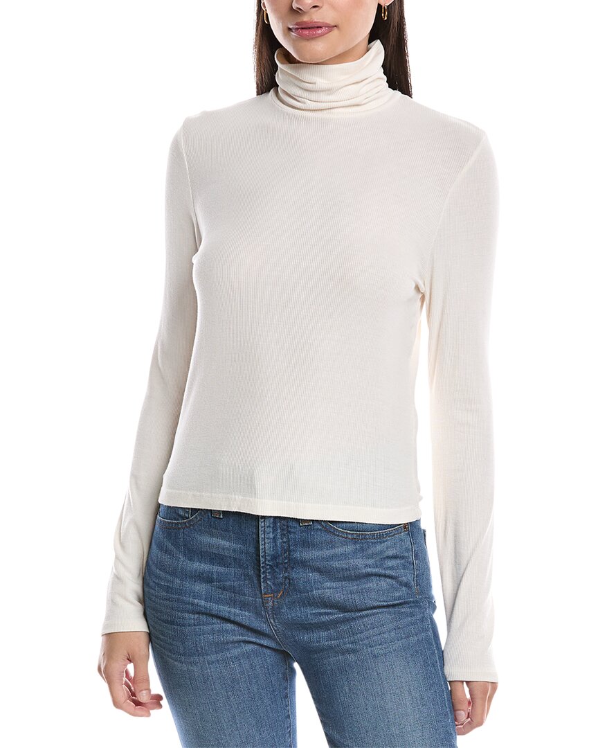 Michael Stars Tara Cropped Turtleneck Top In White