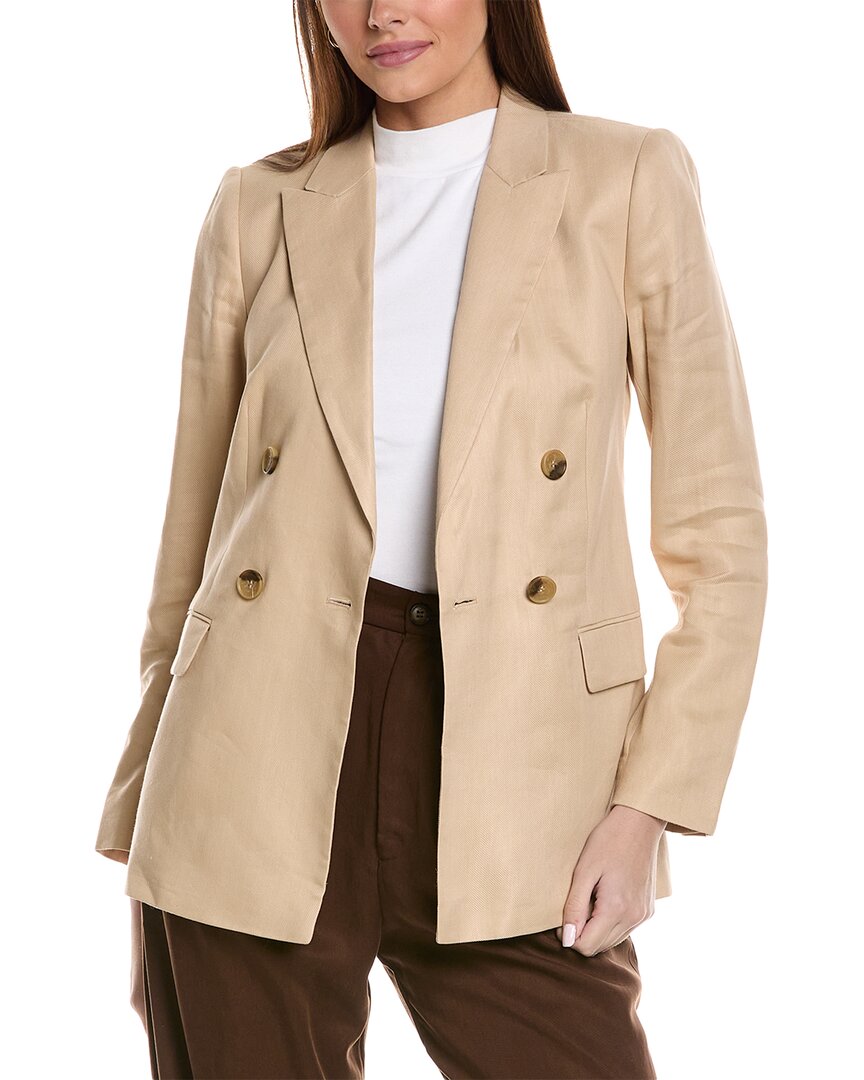 Shop Reiss Hollie Linen-blend Blazer In Beige