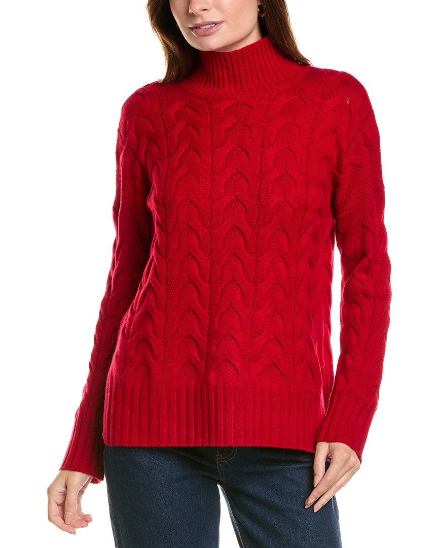 Shop Forte Cashmere Luxe Cable Funnel Neck Wool & Cashmere-blend Tunic In Pink