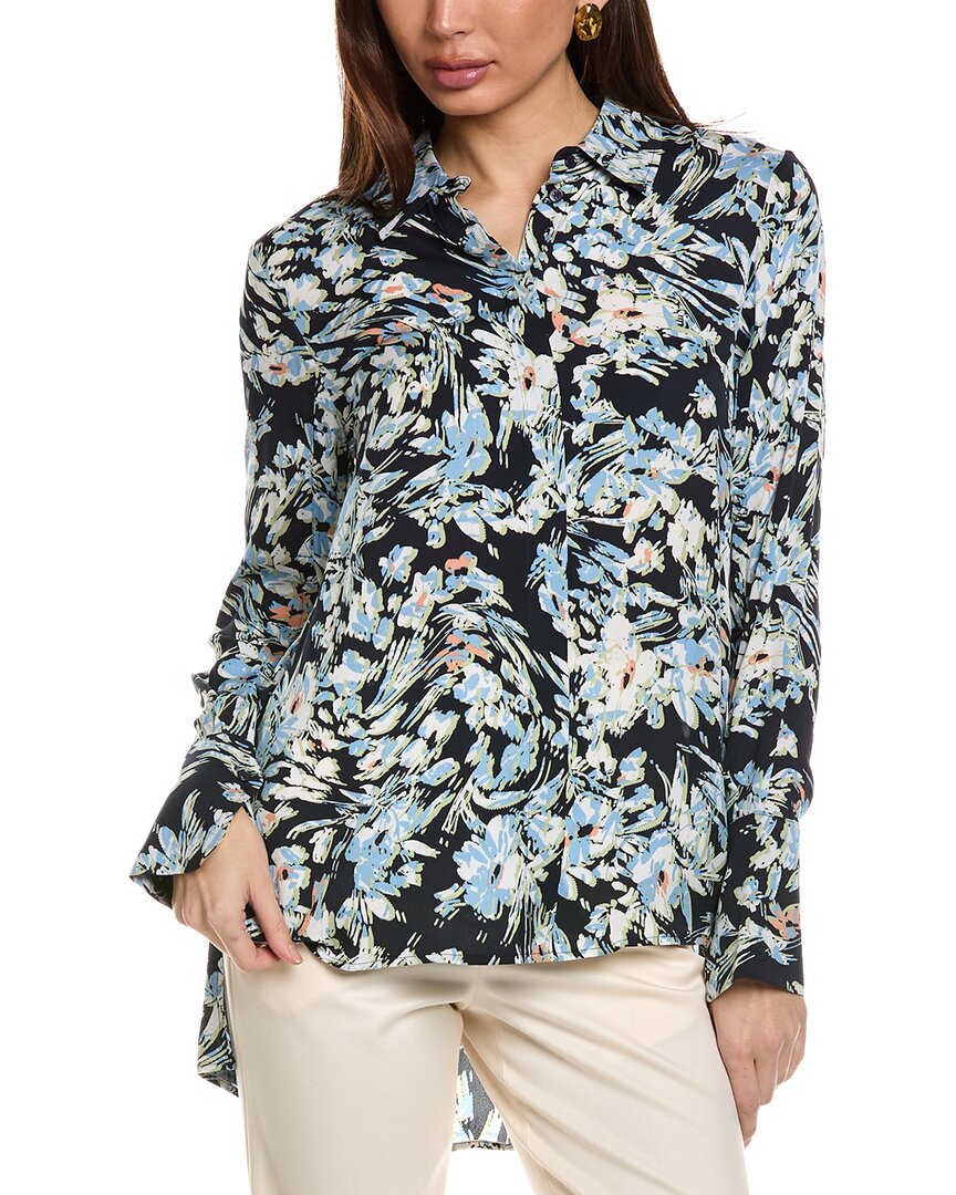 Reiss Laura Floral Bell Sleeve Blouse In Blue