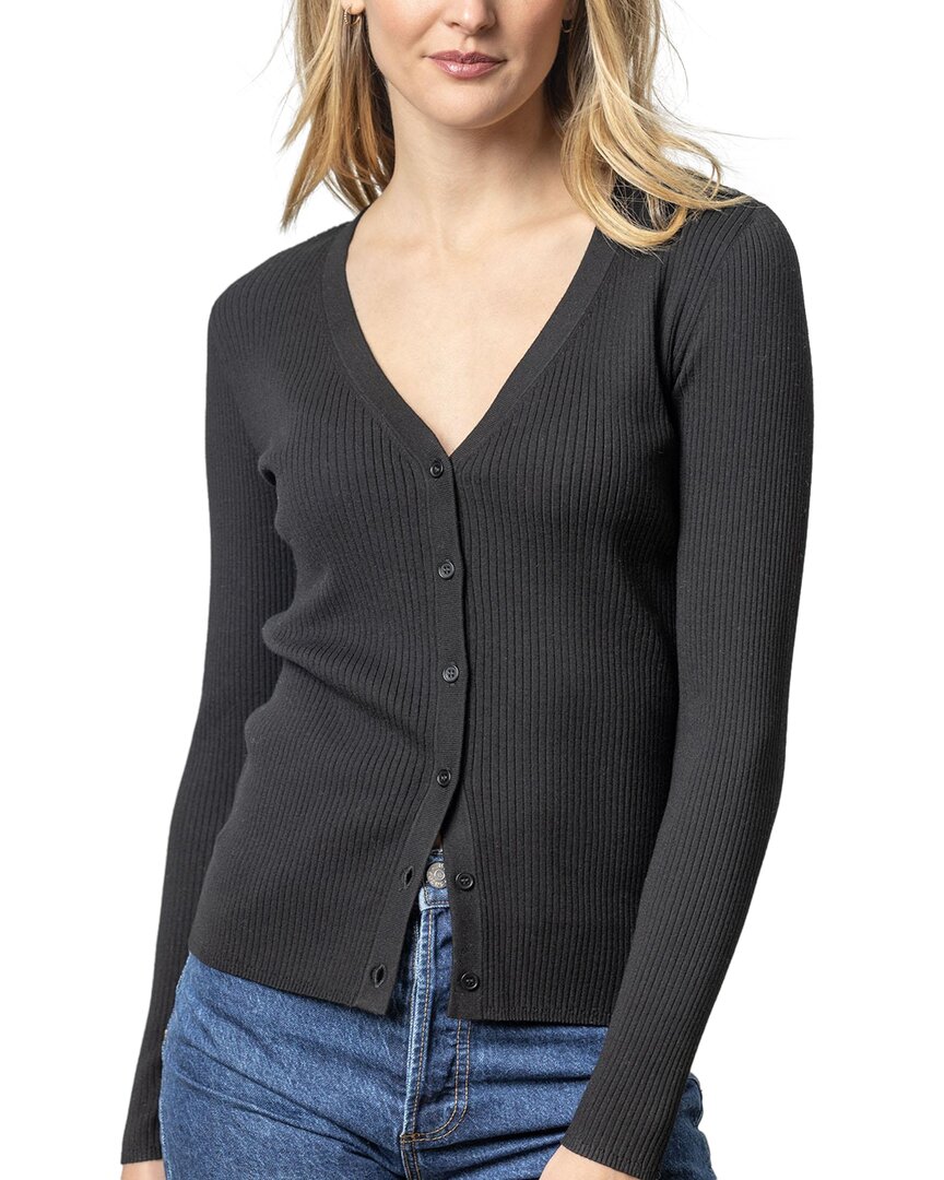 Lilla P Ribbed Cardigan In Black In Black