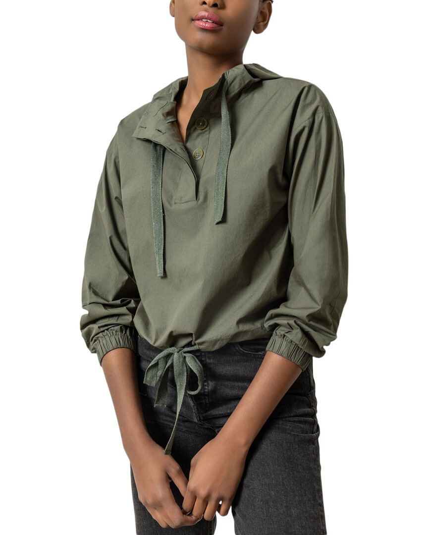 Lilla P Poplin Hoodie In Kale In Green