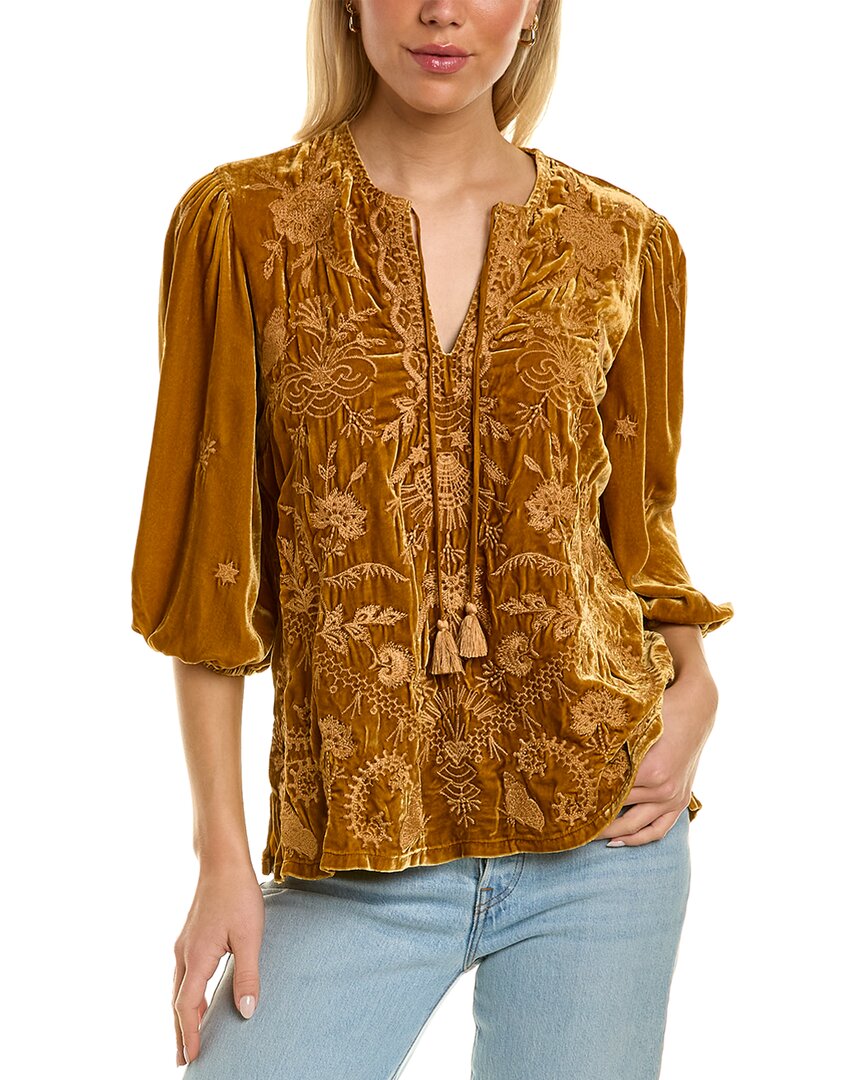 Johnny was elim hot sale velvet peasant blouse