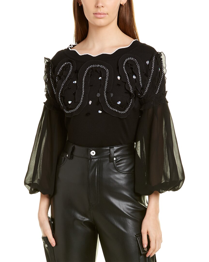 Image of BEULAH Mesh Sleeve Top