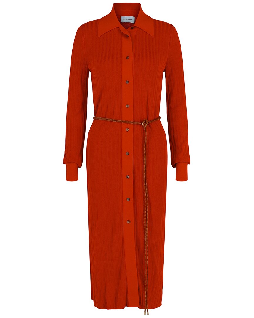 Ferragamo Ribbed Knit Midi Dress