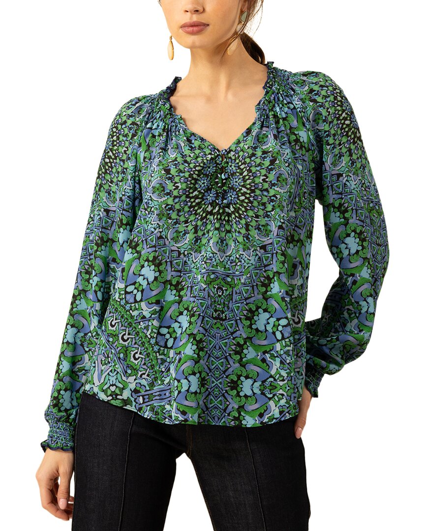 Hale Bob Wrenley Silk Top In Green