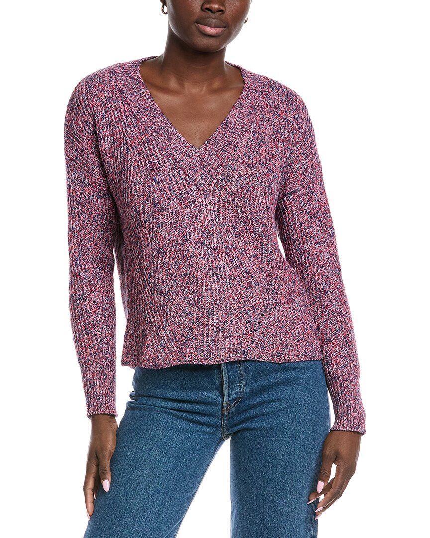 Autumn Cashmere Cotton By  Marled Shaker V-neck Sweater In Pink
