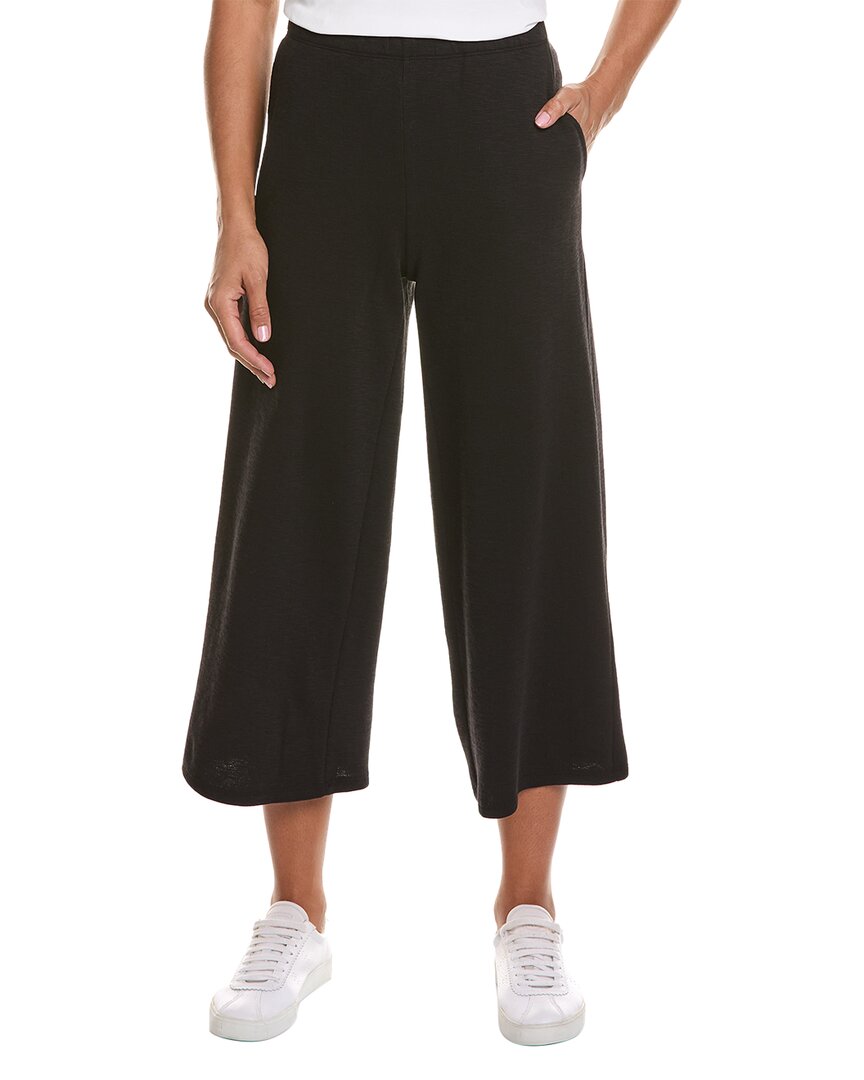 Eileen Fisher Cropped Straight-leg Stretch Crepe Pants In Black