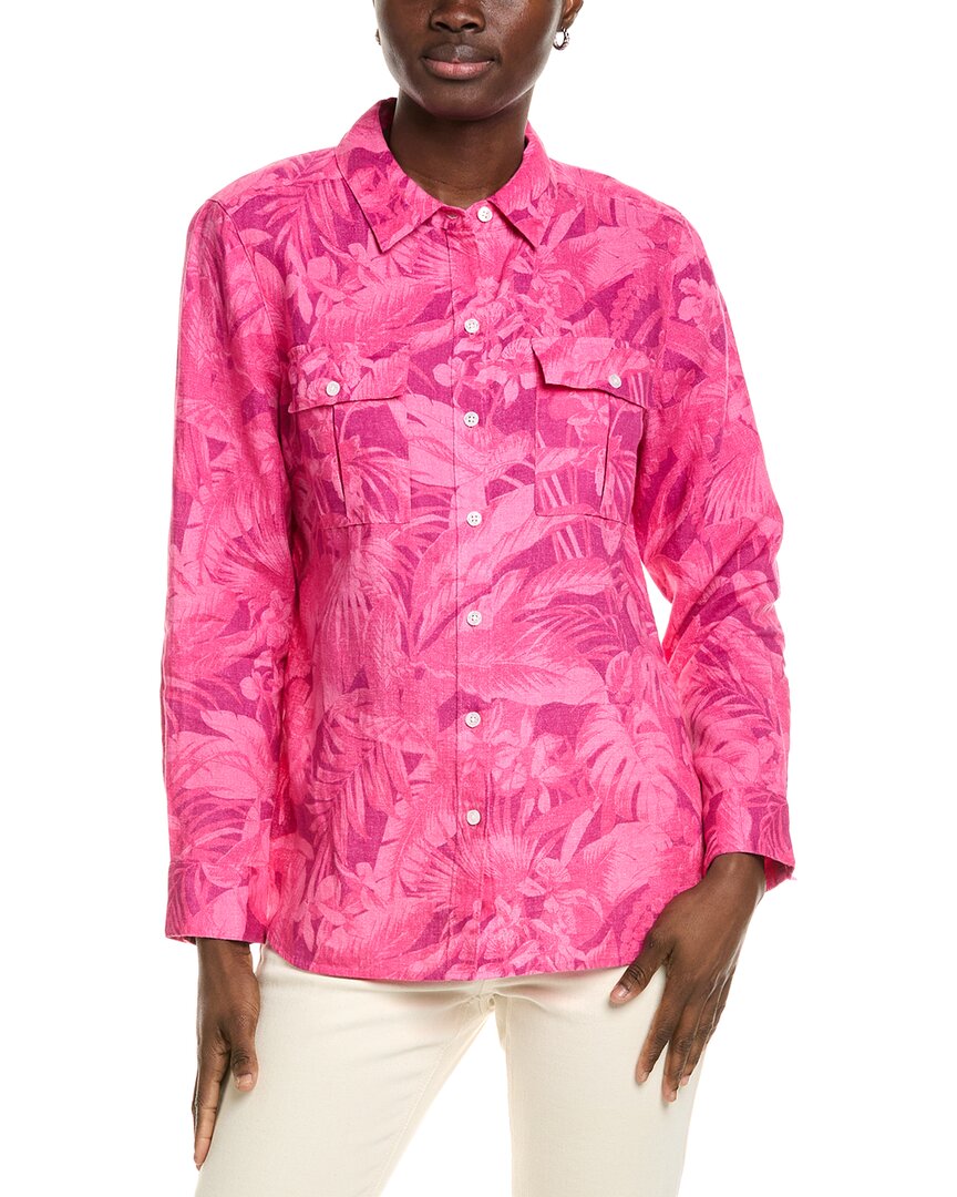Tommy Bahama Paradise Palmera Linen Shirt In Pink