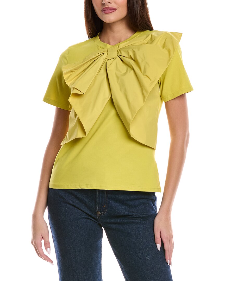 Gracia Bow Front Ruffle T-shirt In Yellow