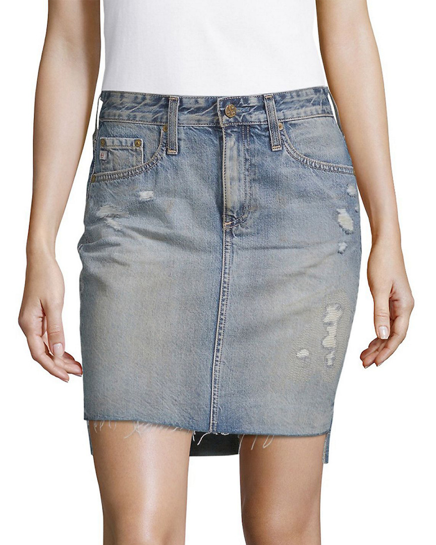 Image of AG Adriano Goldschmied High-Low Denim Pencil Skirt