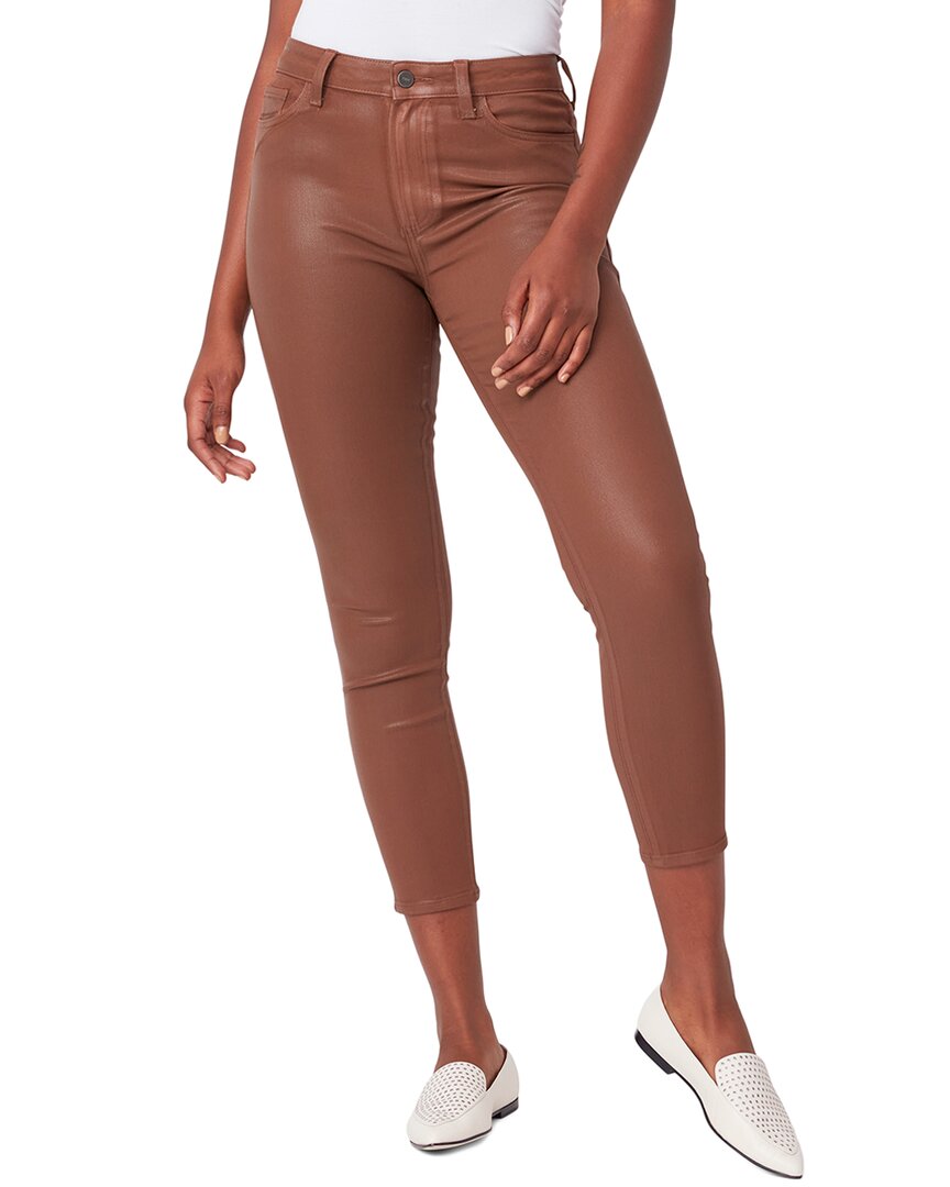 Shop Paige Bombshell Cognac Luxe Coating High-rise Ankle Ultra Skinny Jean