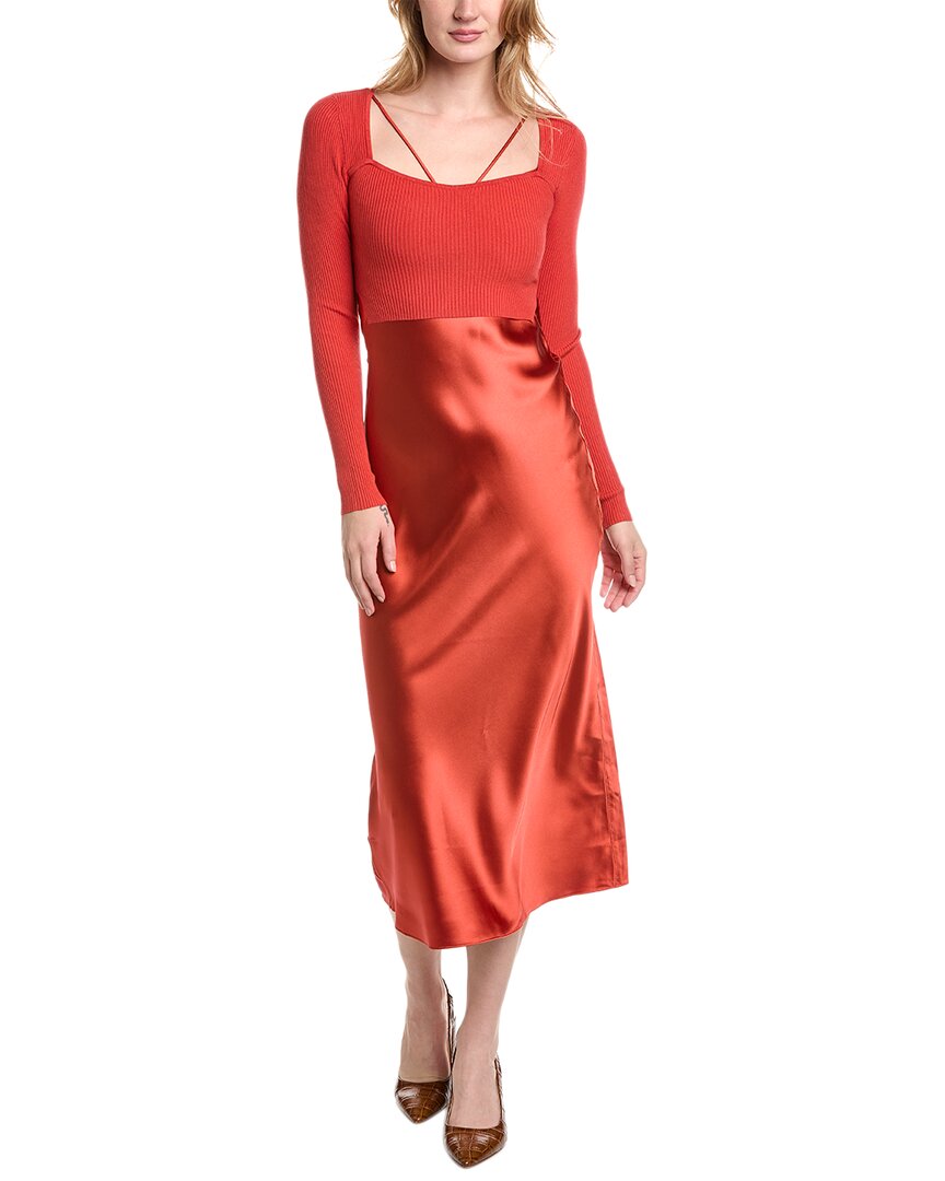 Shop Allsaints Sassi Twofer Dress In Red