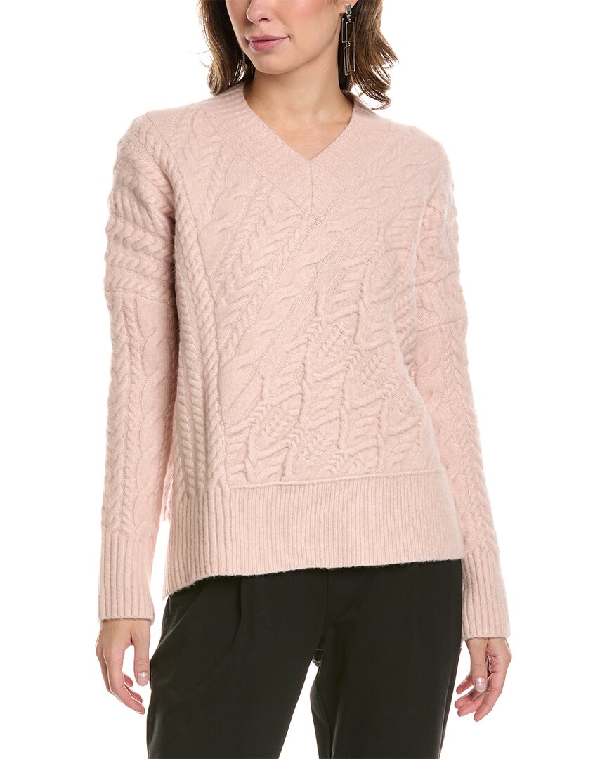 Shop Allsaints Arvid V-neck Wool & Yak-blend Sweater In Pink