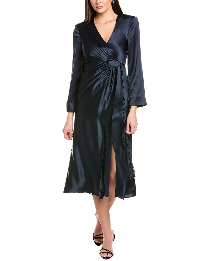 Cinq À Sept Serena Silk Midi Dress In Blue